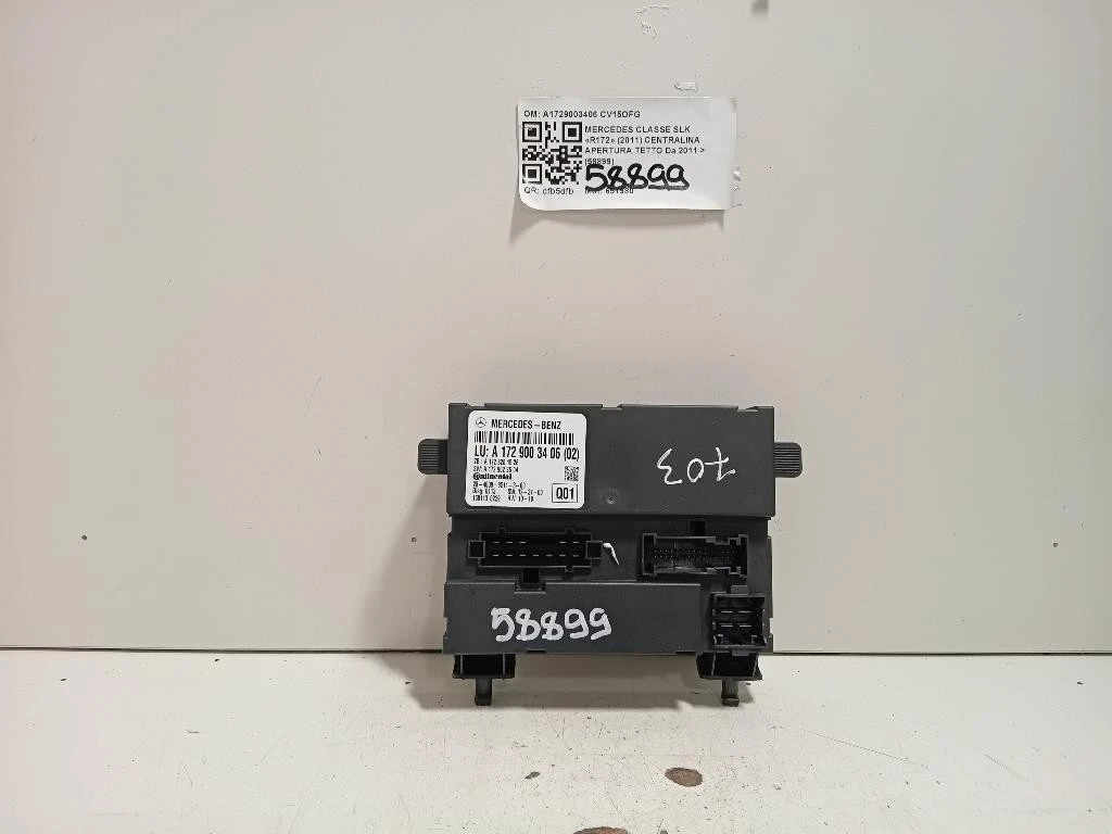 Centralina Apertura Tetto A1729003406 Mercedes Classe SLK R172 2011