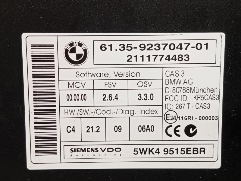 Centralina Comfort 61359237047 Bmw Serie 3 E90 Berlina 2005