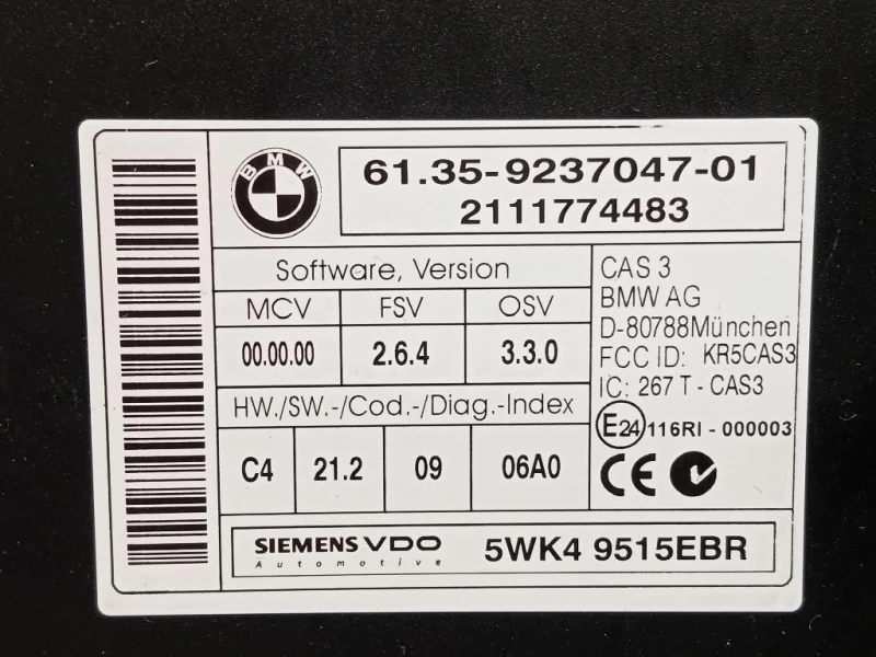 Centralina Comfort 61359237047 Bmw Serie 3 E90 Berlina 2005