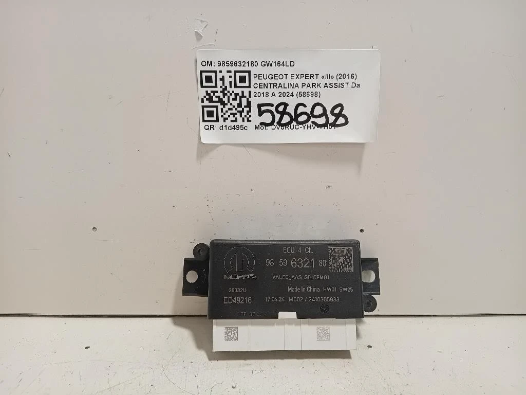 Centralina PARK Assist 9859632180 Peugeot Expert III 2016