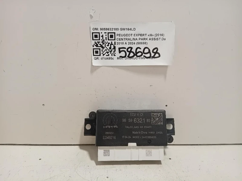 Centralina PARK Assist 9859632180 Peugeot Expert III 2016