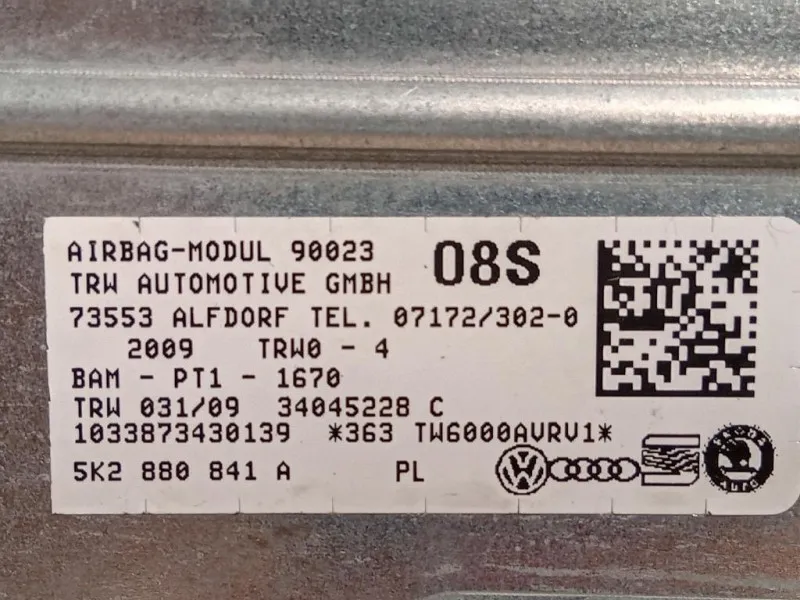 Air-bag Ginocchia DX 5K2880841A 34034011 Volkswagen GOLF VI 2009