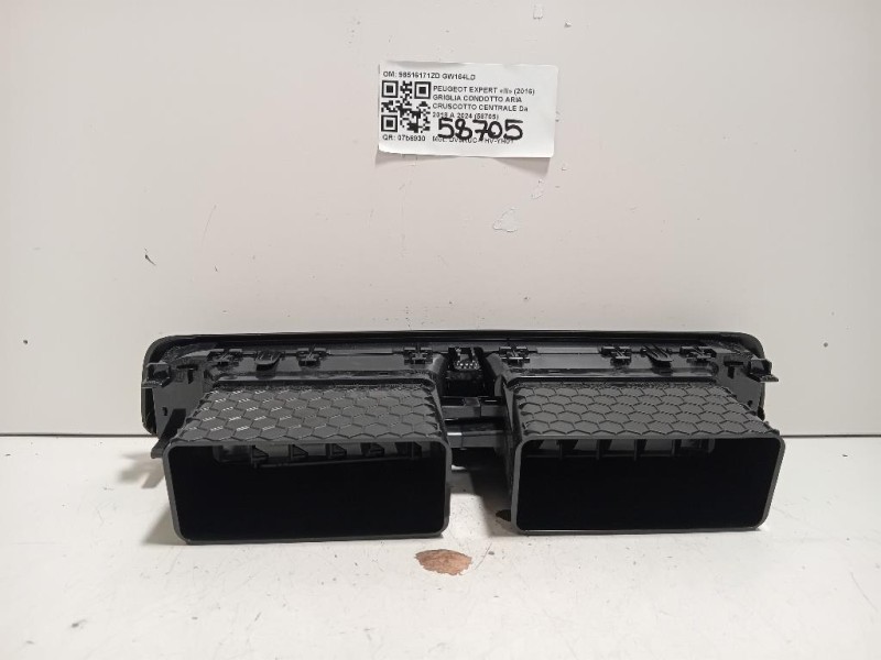 Griglia Condotto ARIA Cruscotto Centrale 98516171ZD Peugeot Expert III 2016