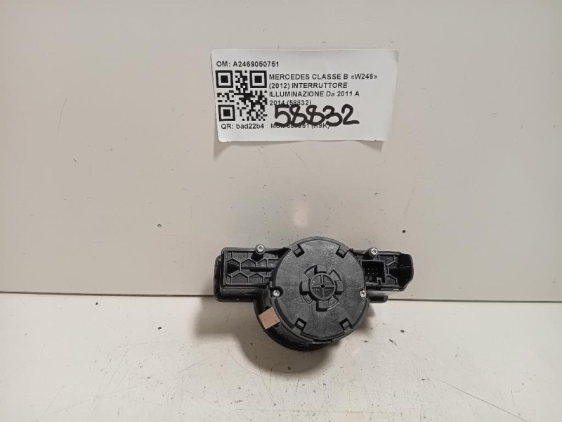 Interruttore Illuminazione A2469050751 Mercedes Classe B W246 2012