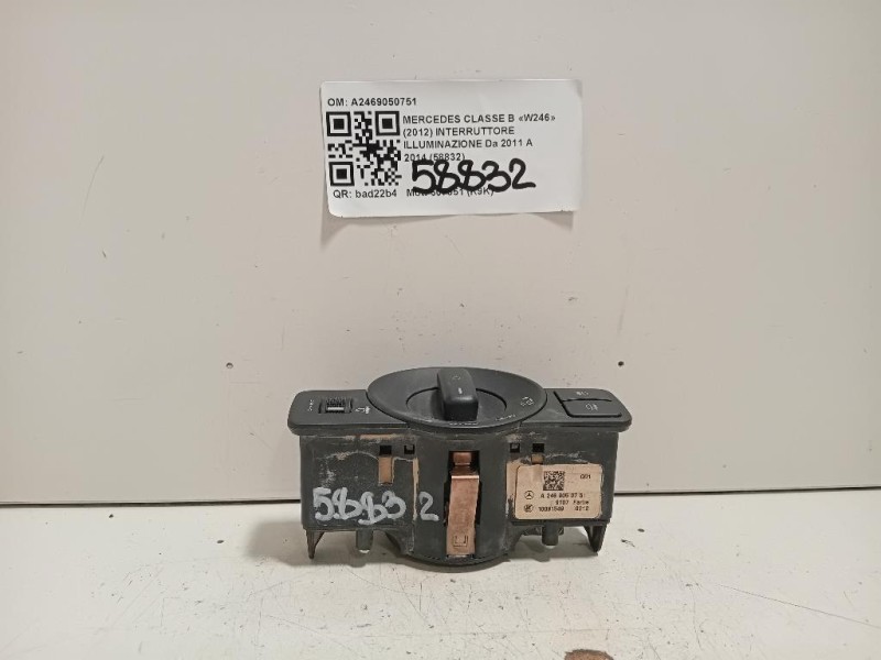 Interruttore Illuminazione A2469050751 Mercedes Classe B W246 2012