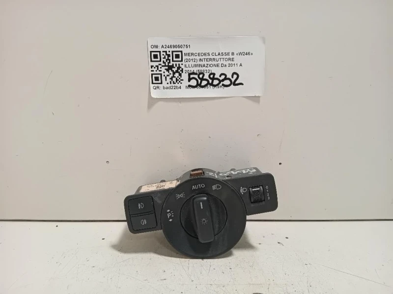 Interruttore Illuminazione A2469050751 Mercedes Classe B W246 2012