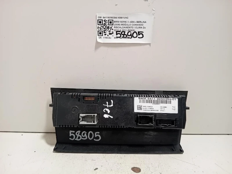 Modulo Comando Riscaldamento Clima 64119250394 Bmw Serie 3 E90 Berlina 2005