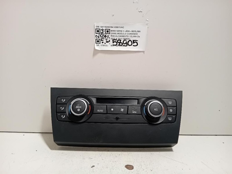 Modulo Comando Riscaldamento Clima 64119250394 Bmw Serie 3 E90 Berlina 2005