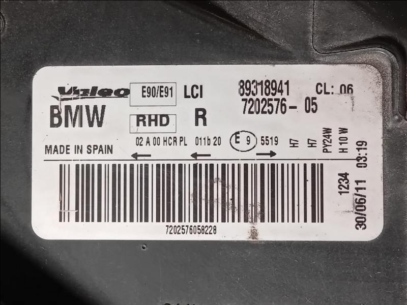 Proiettore ANT DX 89318941 Bmw Serie 3 E90 Berlina 2005