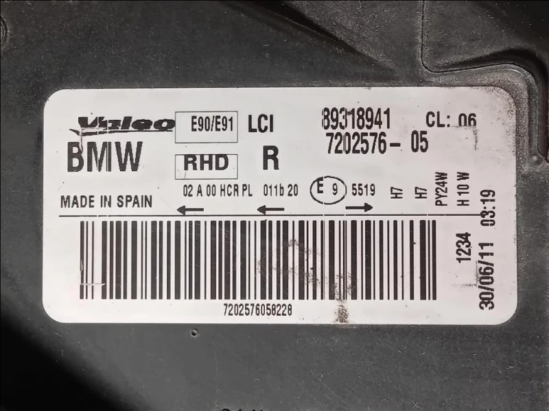 Proiettore ANT DX 89318941 Bmw Serie 3 E90 Berlina 2005