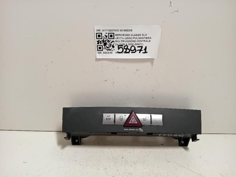 Pulsantiera Multifunzione Centrale A1718207810 Mercedes Classe SLK R171 2004