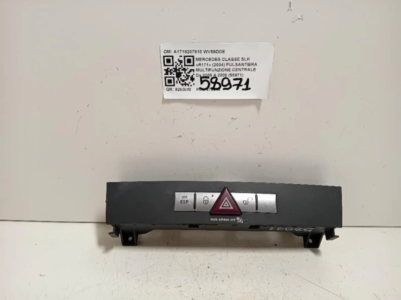 Pulsantiera Multifunzione Centrale A1718207810 Mercedes Classe SLK R171 2004
