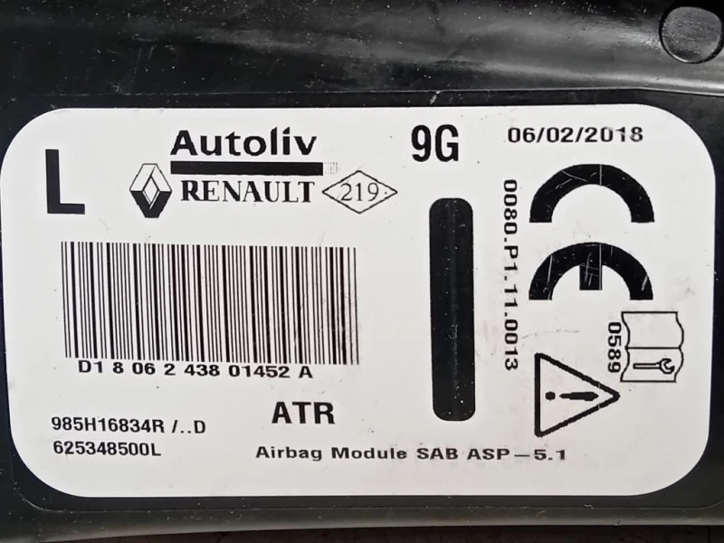Air-bag Sedile ANT SX 625348500L Renault CLIO IV 2016