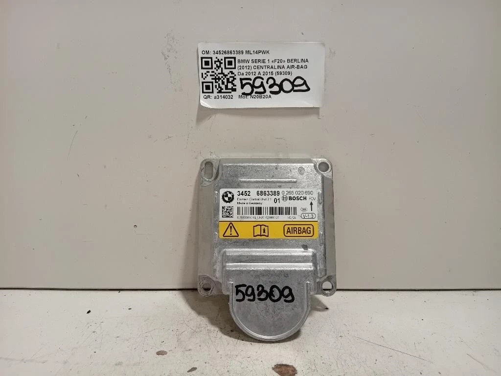 Centralina Air-bag 34526863389 Bmw Serie 1 F20 Berlina 2012