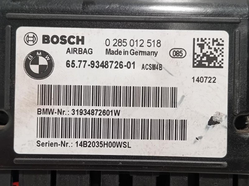 Centralina Air-bag 65779348726 Bmw Serie 1 F20 Berlina 2012