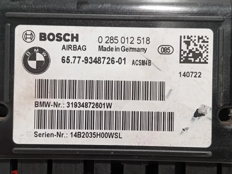 Centralina Air-bag 65779348726 Bmw Serie 1 F20 Berlina 2012
