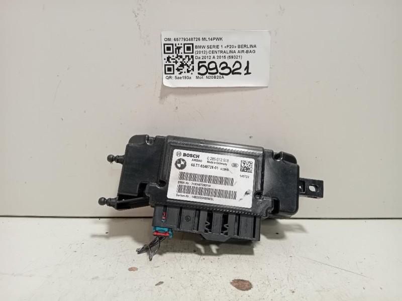 Centralina Air-bag 65779348726 Bmw Serie 1 F20 Berlina 2012