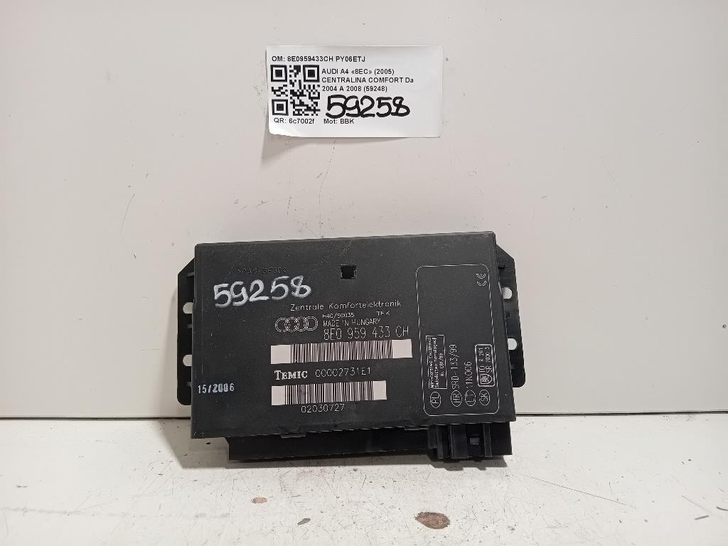 Centralina Comfort 8E0959433CH Audi A4 8EC 2005