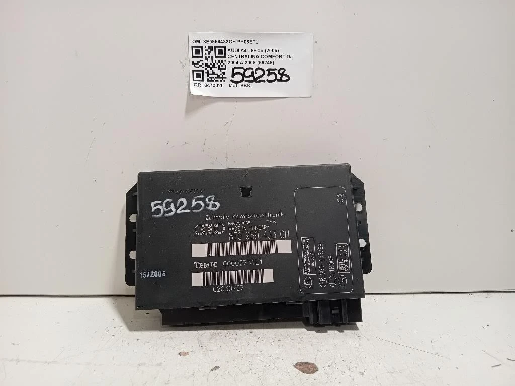 Centralina Comfort 8E0959433CH Audi A4 8EC 2005