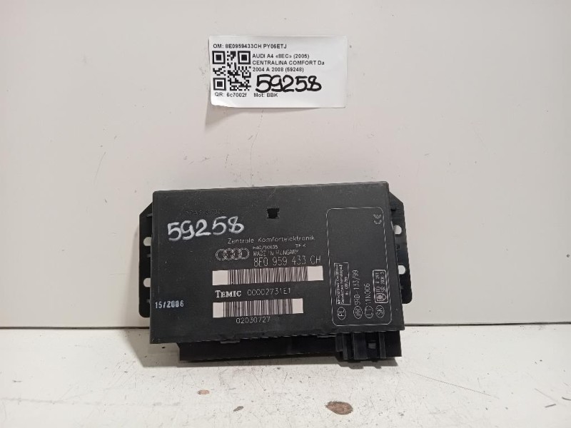 Centralina Comfort 8E0959433CH Audi A4 8EC 2005