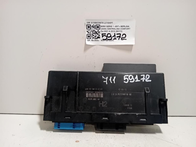 Centralina Comfort 61359229878 Bmw Serie 1 E87 Berlina 2005