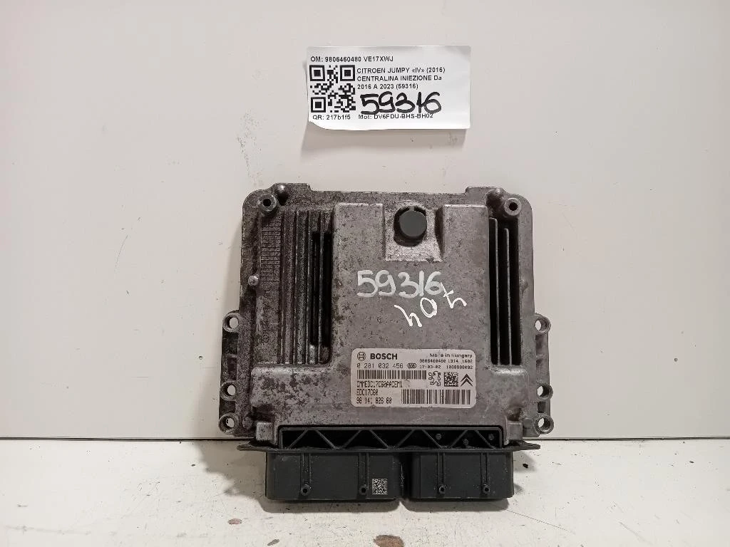 Centralina Iniezione 9806460480 Citroen Jumpy IV 2016