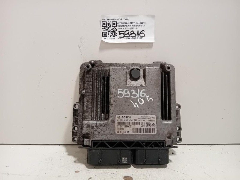 Centralina Iniezione 9806460480 Citroen Jumpy IV 2016