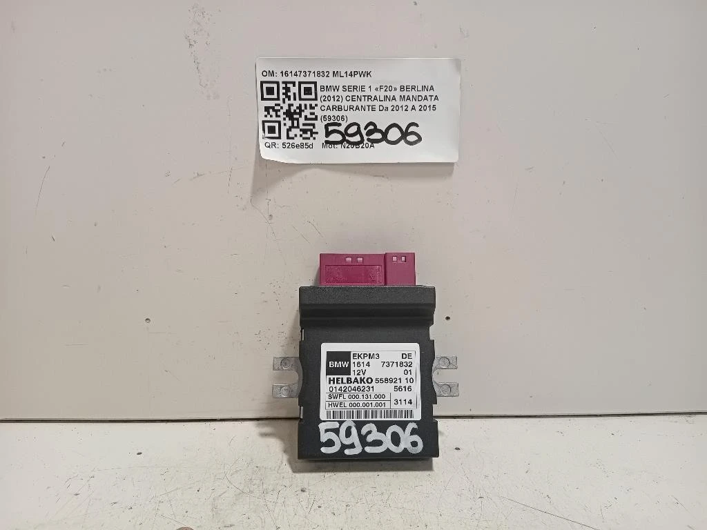 Centralina Mandata Carburante 16147371832 Bmw Serie 1 F20 Berlina 2012