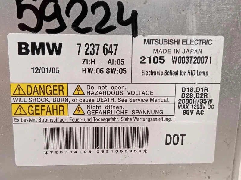 Centralina Proiettori Xenon 7237647 Bmw Serie 1 F20 Berlina 2012