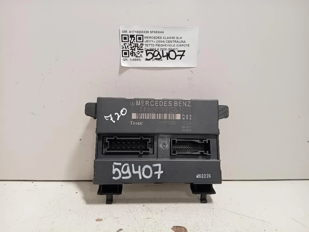Centralina Tetto Pieghevole Capote A1718203326 Mercedes Classe SLK R171 2004