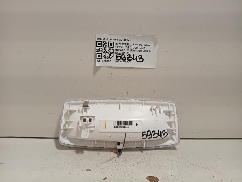 LUCE DI Cortesia Abitacolo POST 43921949804 Bmw Serie 1 F20 Berlina 2012