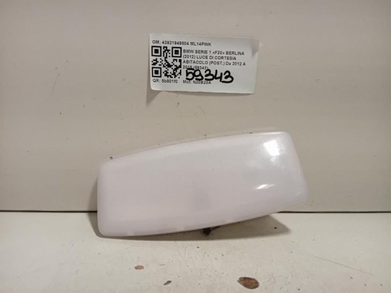 LUCE DI Cortesia Abitacolo POST 43921949804 Bmw Serie 1 F20 Berlina 2012