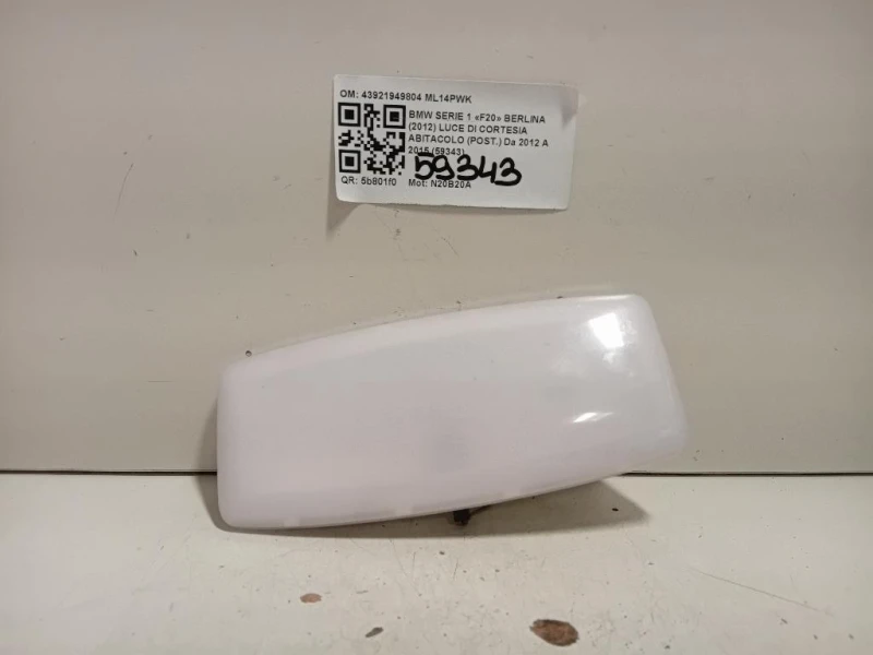 LUCE DI Cortesia Abitacolo POST 43921949804 Bmw Serie 1 F20 Berlina 2012