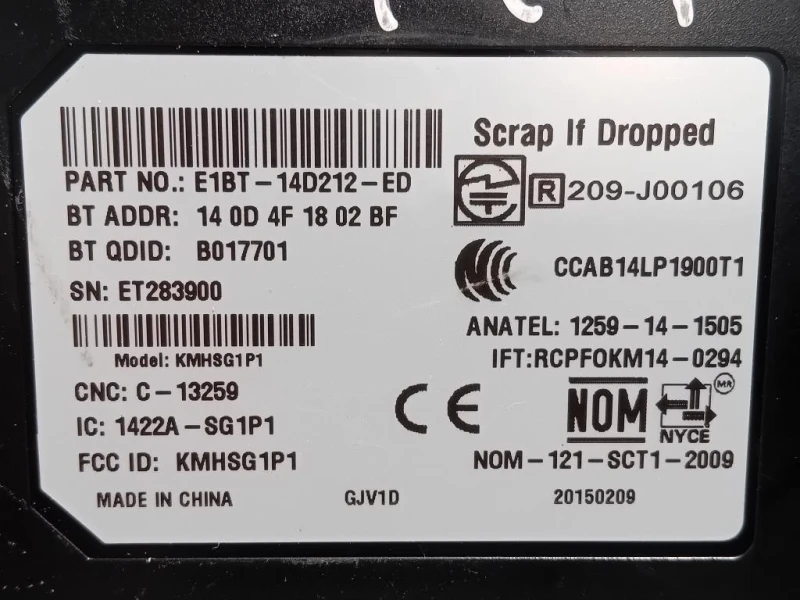 Modulo Bluetooth E1BT-14D212-ED Ford Ecosport 2013