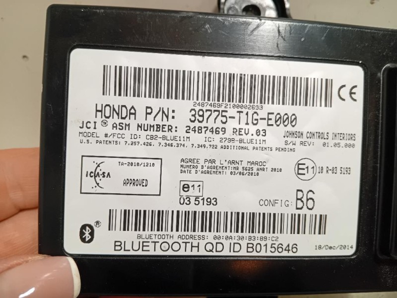 Modulo Bluetooth 39775-T1G-E000 Honda CR-V IV 2012