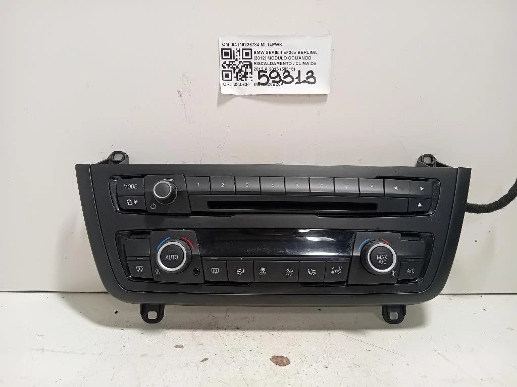 Modulo Comando Riscaldamento Clima 64119226784 Bmw Serie 1 F20 Berlina 2012
