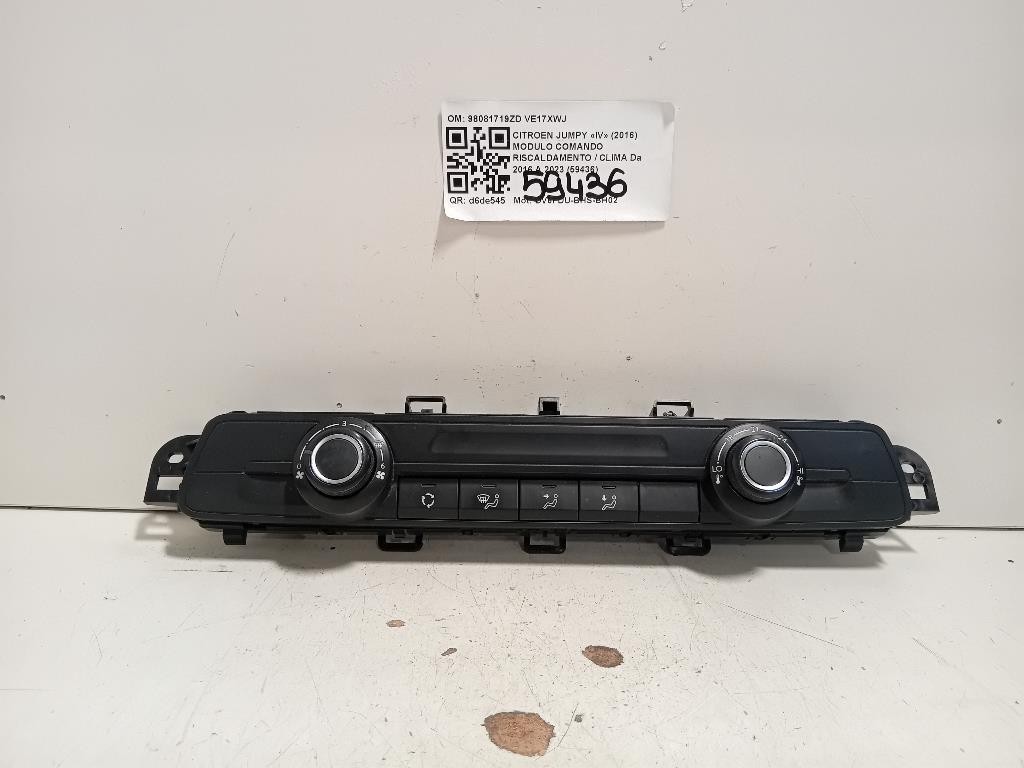 Modulo Comando Riscaldamento Clima 98081719ZD Citroen Jumpy IV 2016