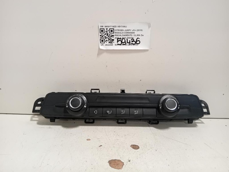 Modulo Comando Riscaldamento Clima 98081719ZD Citroen Jumpy IV 2016