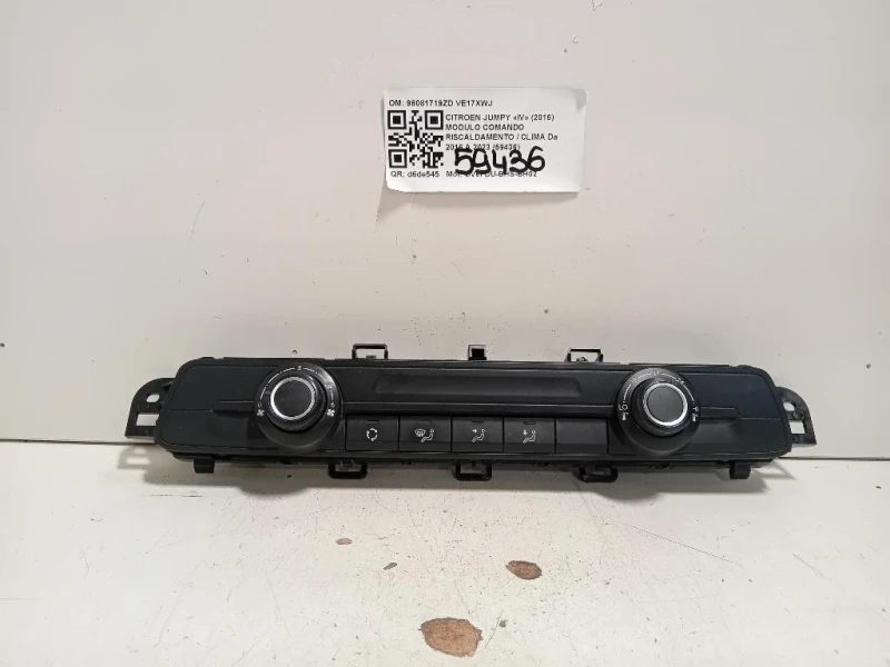 Modulo Comando Riscaldamento Clima 98081719ZD Citroen Jumpy IV 2016