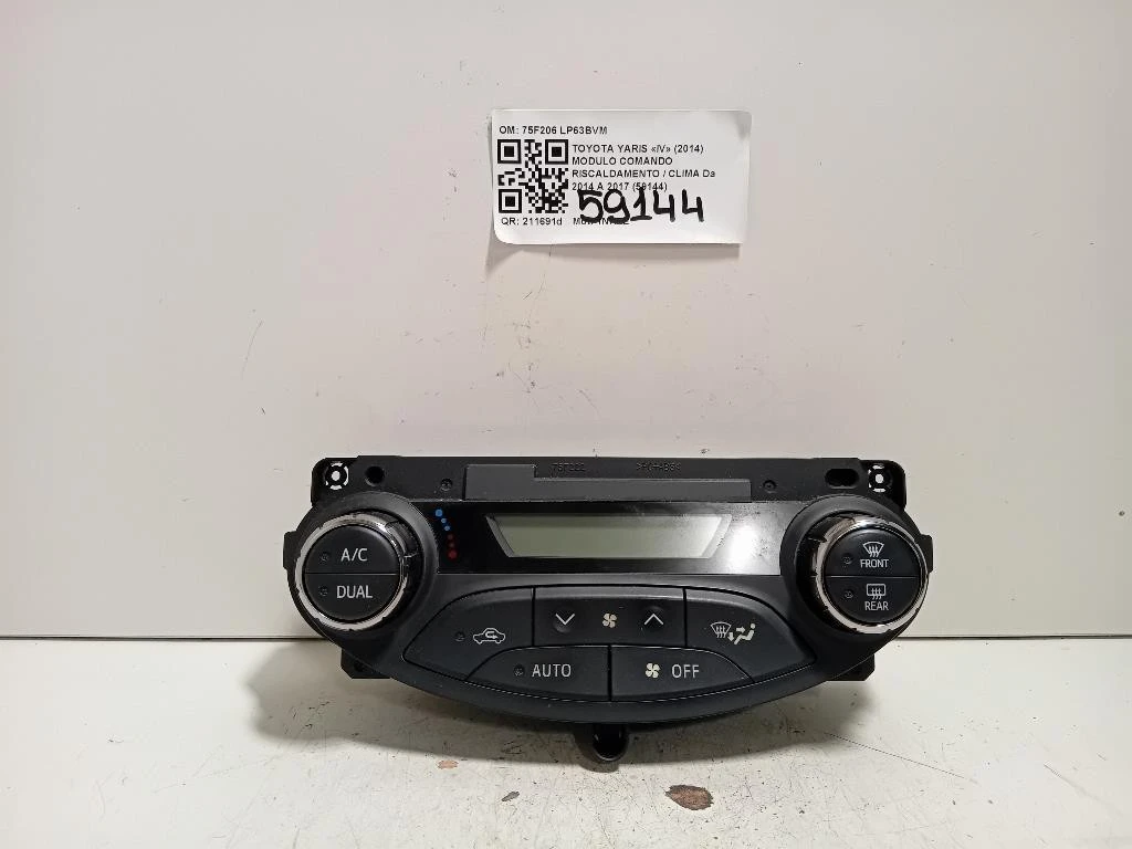 Modulo Comando Riscaldamento Clima 75F206 Toyota Yaris IV 2014
