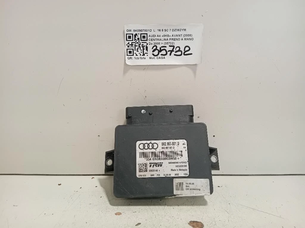 Centralina Freno A MANO 8K0907801D Audi A4 8K5 Avant 2008