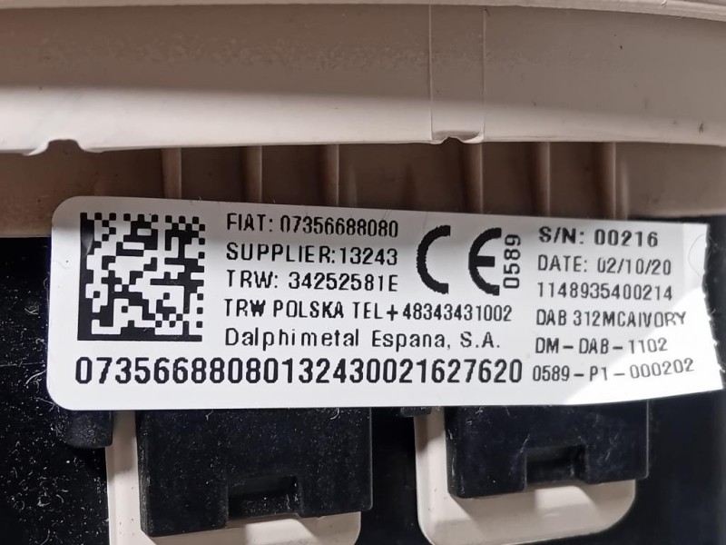 Air-bag Guidatore 34252581 Fiat 500 C 2015
