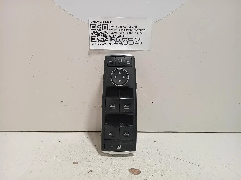 Interruttore Alzacristalli ANT DX A1669054400 Mercedes Classe ML W166 2012