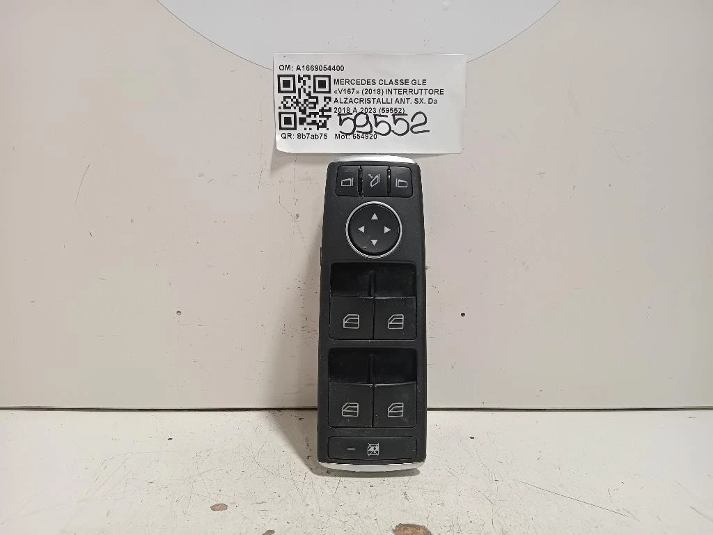 Interruttore Alzacristalli ANT SX A1669054400 Mercedes Classe GLE V167 2018