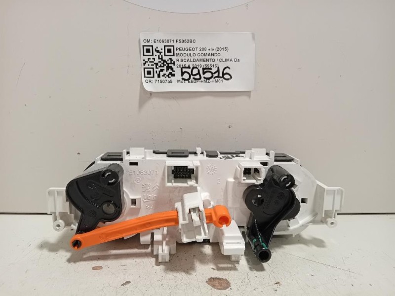 Modulo Comando Riscaldamento Clima E1063071 Peugeot 208 I 2015
