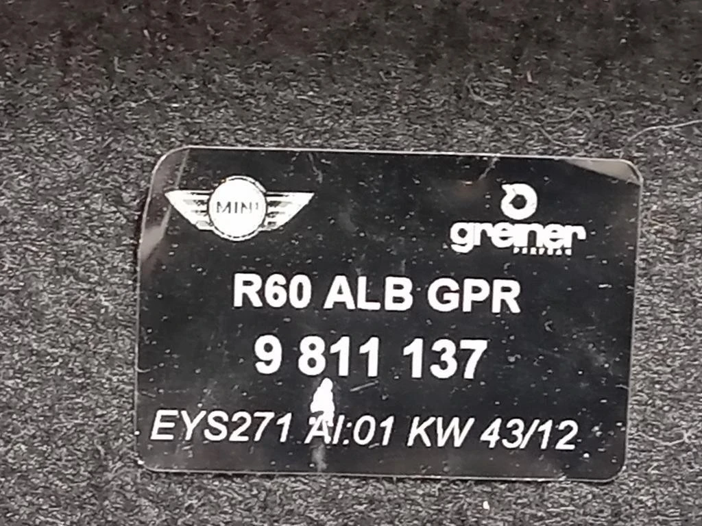 Ripiano Copertura VANO Bagagli 9811137 Mini Countryman Cooper R60 2010