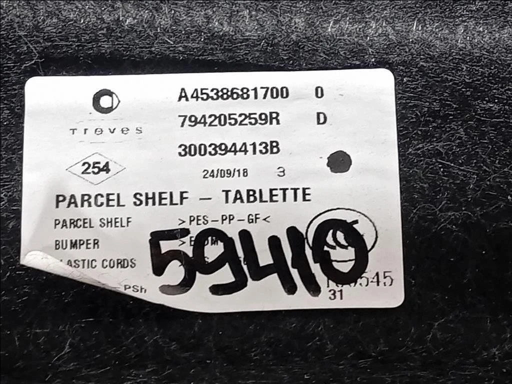 Ripiano Copertura VANO Bagagli A4538681700 Smart Forfour 453 2015