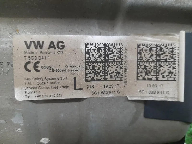 Air-bag Ginocchia SX 5G1880841G Volkswagen GOLF VII 2017