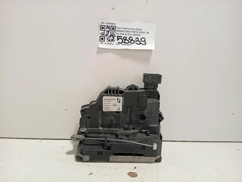 Serratura Porta POST SX 51892934 Fiat Punto EVO 2010