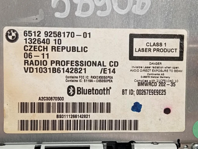Unità Autoradio 65129258170 Bmw Serie 3 E90 Berlina 2005